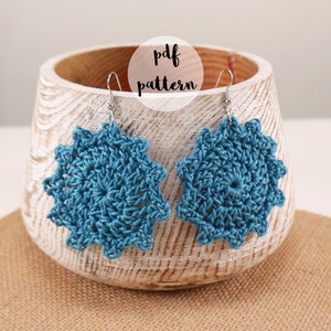 PDF Crochet Pattern-Crochet Picot Medallion Earrings