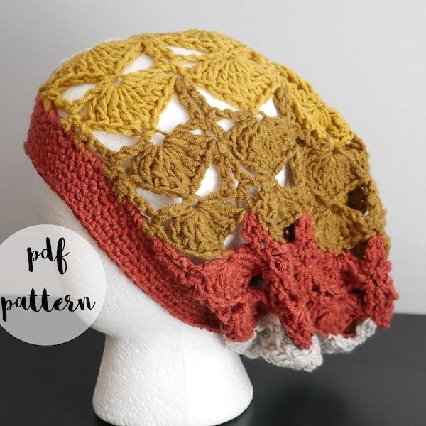 PDF Crochet Pattern-Ginkgo Leaf Slouch Hat