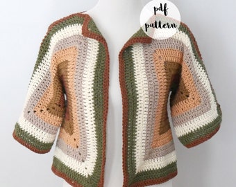 PDF Crochet Pattern-Easy Crochet Hexagon Cardigan