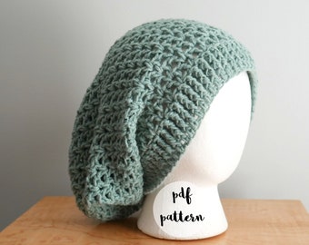 PDF Crochet Pattern-Easy Crochet Slouchy Beanie