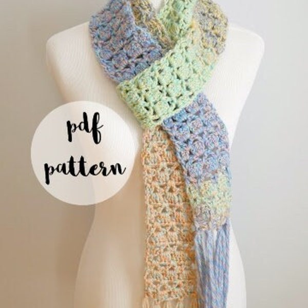 PDF Crochet Pattern-Coastal Scarflette