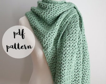 PDF Crochet Pattern-Soft Sage Pull Through Shawl