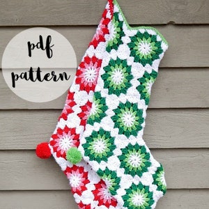 PDF Crochet Pattern-Wintermint Hexagon Stocking