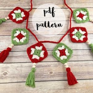 PDF Crochet Pattern-Festive Grannies Garland