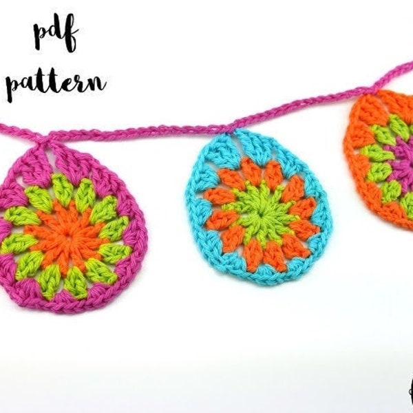 PDF Crochet Pattern-Granny Easter Eggs & Garland