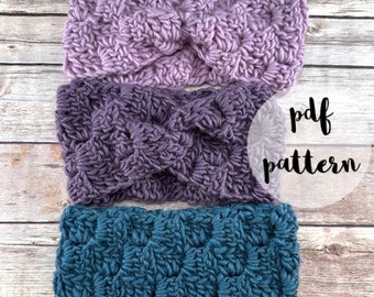 PDF Crochet Pattern-Winter Landscape Ear Warmers
