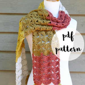 PDF Crochet Pattern-Ginkgo Leaf Scarf