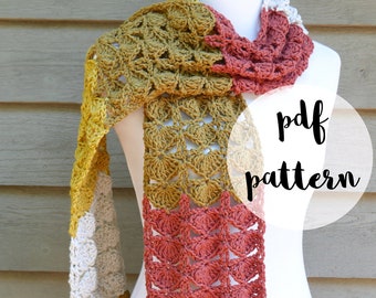 PDF Crochet Pattern-Ginkgo Leaf Scarf