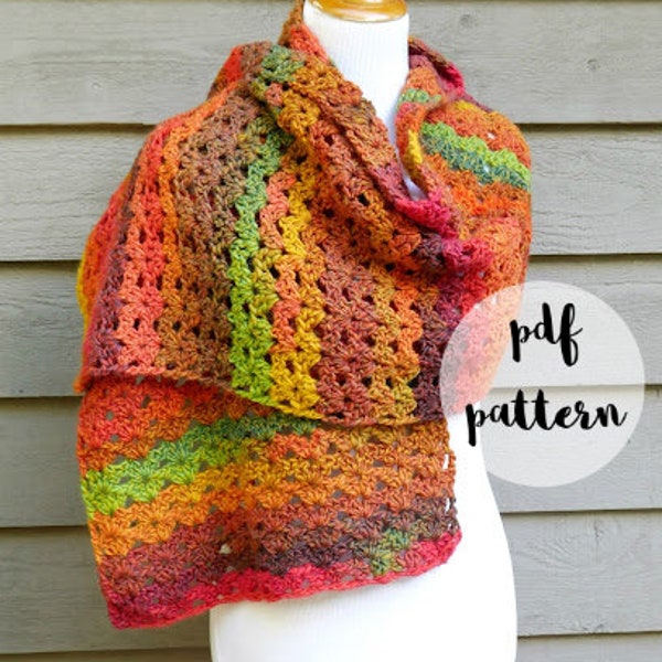 PDF Crochet Pattern-Autumn Symphony Shawl