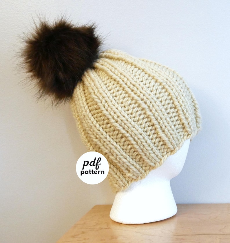 PDF Knitting Pattern-easy Ribbed Knit Hat - Etsy