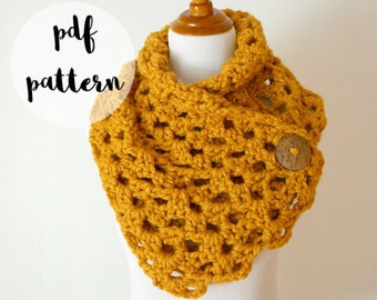 PDF Crochet Pattern-Autumn Morning Button Cowl