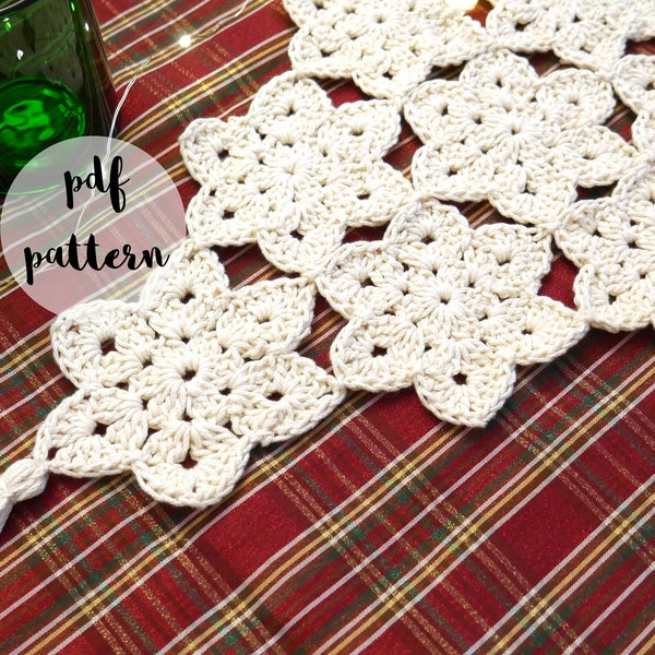 PDF Crochet Pattern-Snowfall Crochet Table Runner