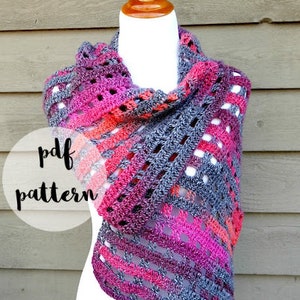 PDF Crochet Pattern-Heathered Eyelets Wrap
