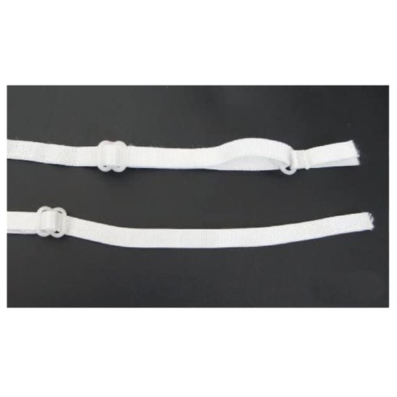 White Adjustable Elastic Bra Shoulder Strap 10 Pair 43cm Length and 1cm Wide.  