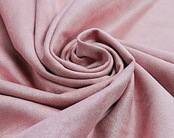 Tissu extensible uni en faux suède rose thé de qualité supérieure, tissu d'ameublement artisanal, 150 cm, tissu en daim rose pâle rose pâle