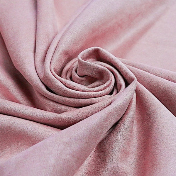 Tissu extensible uni en faux suède rose thé de qualité supérieure, tissu d'ameublement artisanal, 150 cm, tissu en daim rose pâle rose pâle