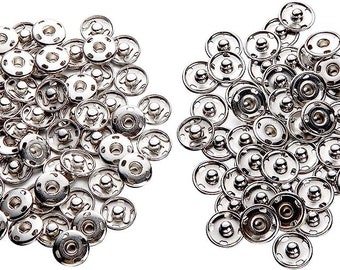 Lot de boutons-pression résistants à la rouille Boutons-pression Boutons-pression Couture Artisanat Métal Argent Nickel Ensemble pour tous les projets de couture et artisanat