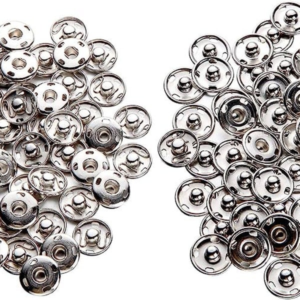 Lot de boutons-pression résistants à la rouille Boutons-pression Boutons-pression Couture Artisanat Métal Argent Nickel Ensemble pour tous les projets de couture et artisanat