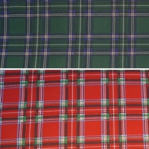 X'mas Christmas Fabric Polycotton Fabric Scottish Style Red & Green Tartan Plaid Check Christmas on Red/Green Fat Quarter/Half Metre/Metre