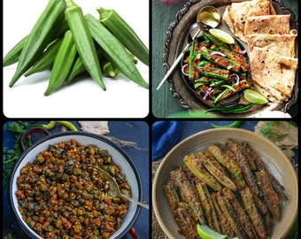Organic Dry Bhindi, Okra, Ladyfingers, Bindi, Dheros Indian Masala Powder Indian Dried Okra Stir Fry Vegetable Spice Herbs Tangy Yummy Tasty