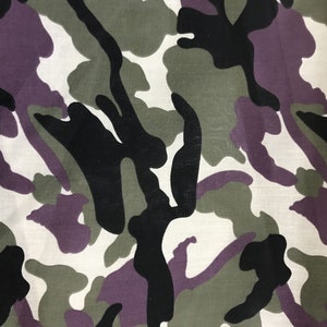Camouflage Polycotton Poplin Fabric Material Desert Camouflage Dressmaking Shirts Clothes Crafts Camouflage Fabric Purple/Black
