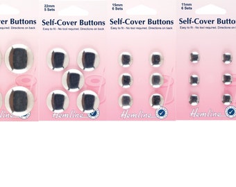 Hemline Metal Self Cover Buttons  easy to fit - no tool required