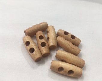 Top Quality Wooden Toggle Buttons Wooden Duffel Coat Toggles Buttons 25mm & 30mm 2 Hole Cream Wood Toggles