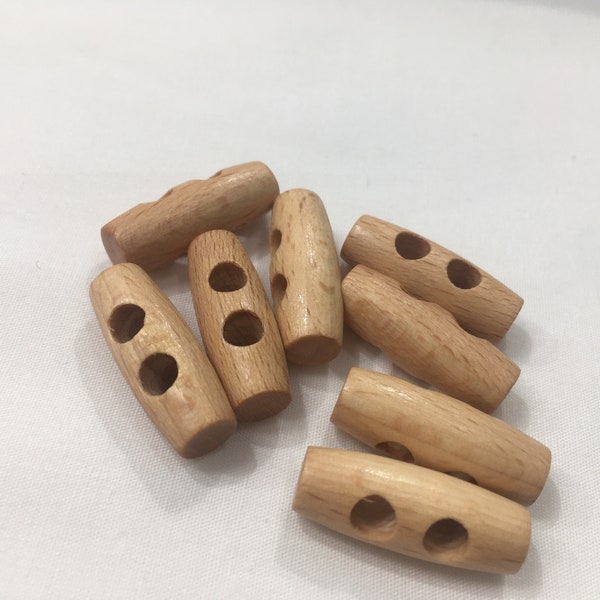 Top Quality Wooden Toggle Buttons Wooden Duffel Coat Toggles Buttons 25mm & 30mm 2 Hole Cream Wood Toggles