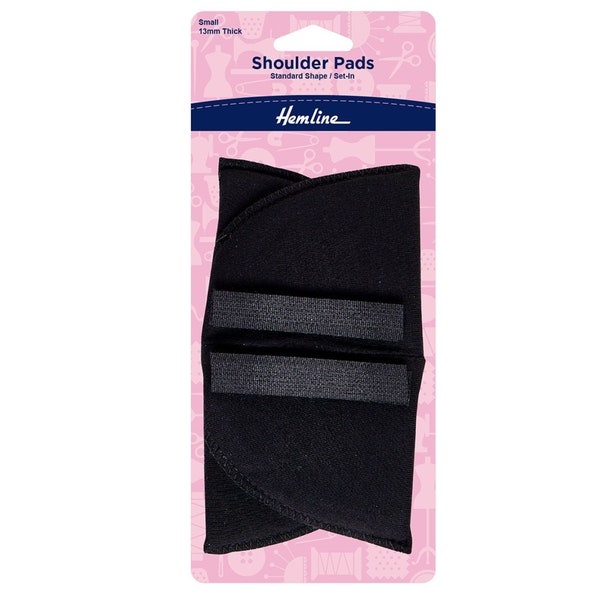 Hemline Covered Foam Set In Shoulder Pads Standard Shape Black 13mm Thick