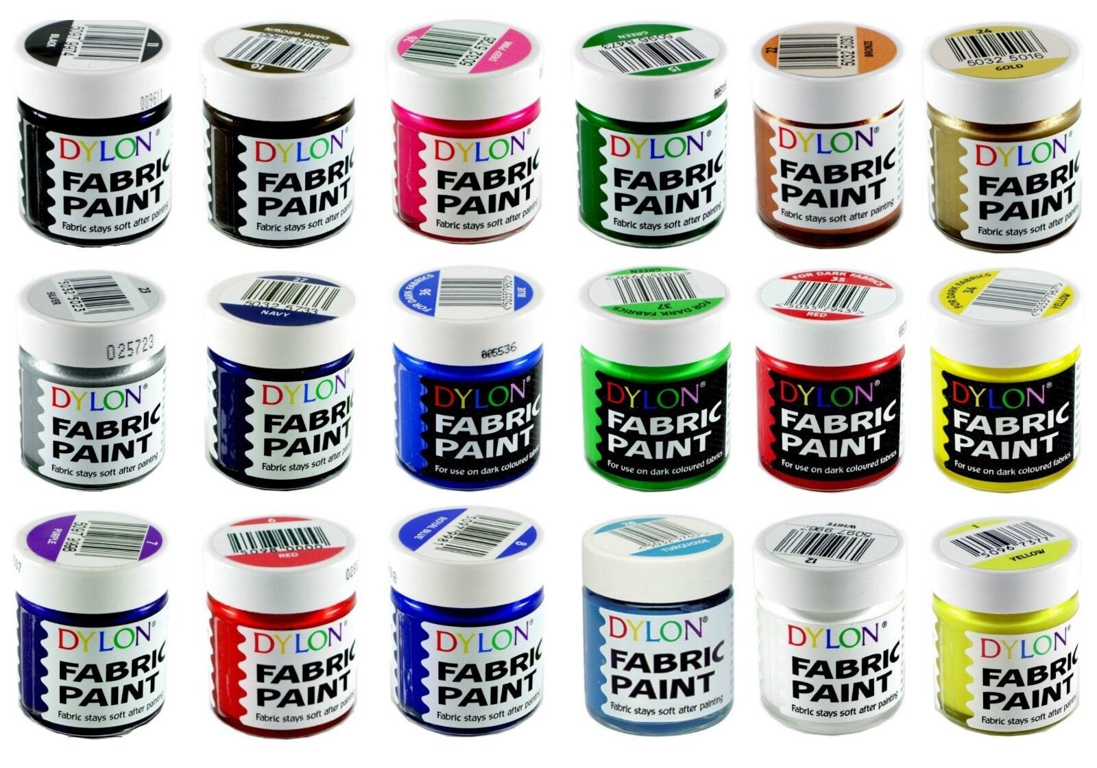 Creative DECO Pintura para Tela Permanente y Lavable, 12 Colores Vibrantes  x 25 ml, Algodón, Lino, Denim y Otros Materiales Naturales, 2 Pinceles  Incluidos