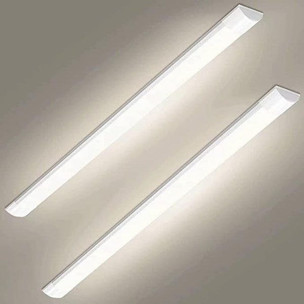 2 Packs 4FT LED Batten Light,40W LED Tube Light Ceiling Surface Mounted Light (Energy Class A) Natural White 6500K Light for Shop Office etc