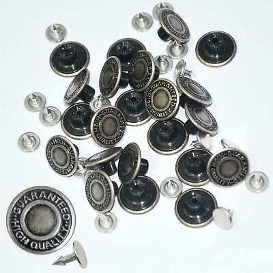 Trimming Shop 6 X Jeans Stud Buttons Silver Bronze Colour Etsy UK