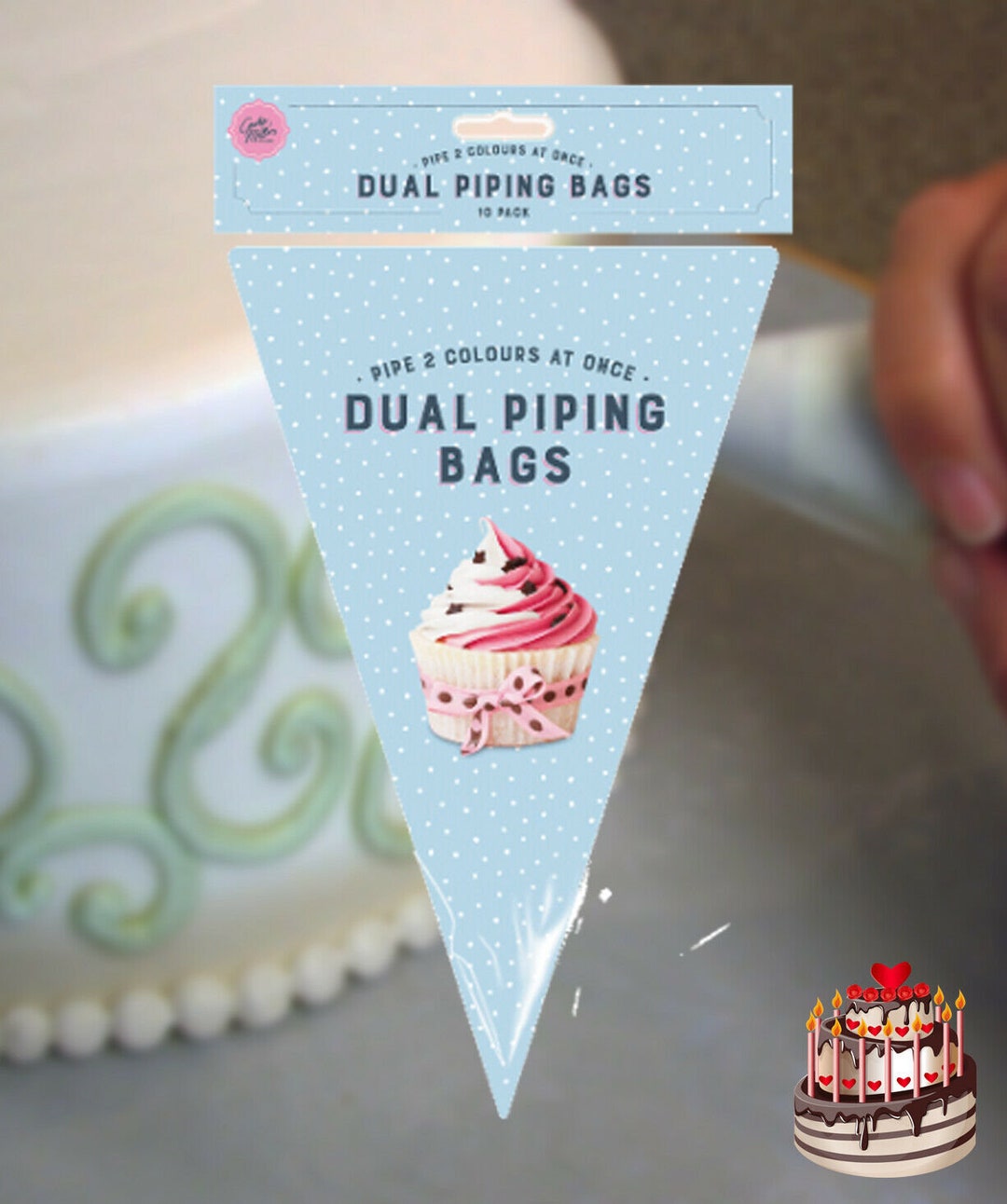 Dual Icing Bags 10 Pack Easy to Use and Perfect for Decorating Cakes