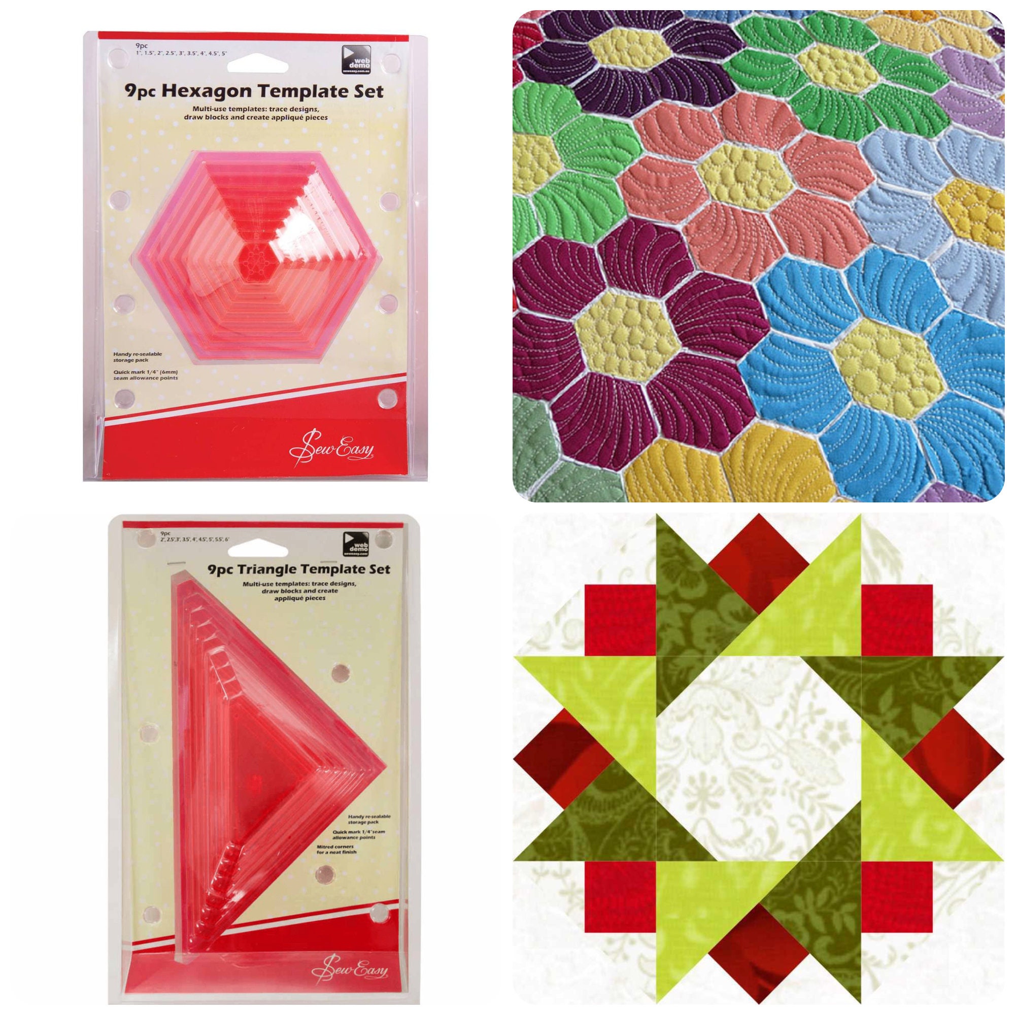 Sew Easy Hexagon 1.5 to 5.5 inch cut patchwork quilting template