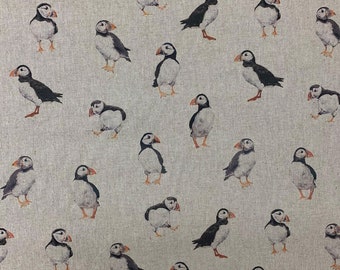 Cotton Rich Linen Look Fabric Puffin Upholstery Puffin Rock Oona Fabric Birds