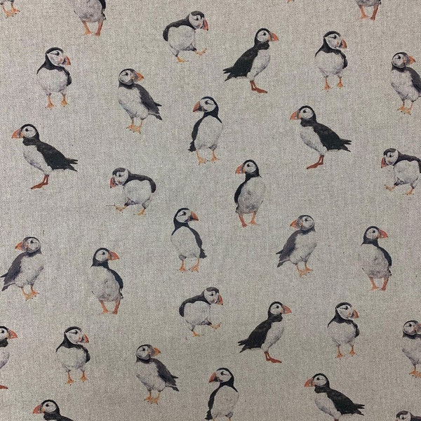 Cotton Rich Linen Look Fabric Puffin Upholstery Puffin Rock Oona Fabric Birds