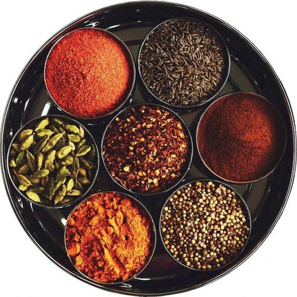 17cm See Through Lid Masala Dabba Spice Tin Indian WITH SPICES Stainless Steel Great Taste Award Winning Garam Masala by Balsara's Online