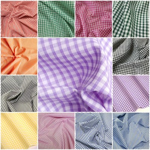 1/4" and 1/8" Gingham Poly Cotton Woven Checked Fabric Dressmaking Material Crafts