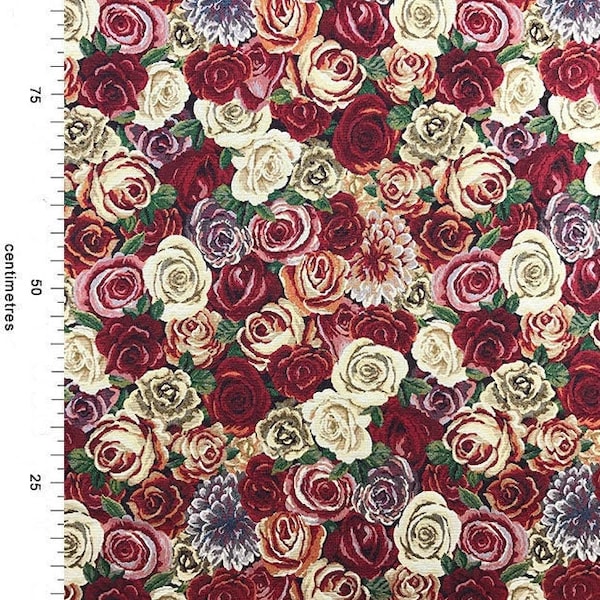 New World Tapestry Amsterdam Rose Floral  Designer Heavyweight Woven Tapestry Crafting Soft Furnishings Upholstery Fabric 140cm / 54" Wide