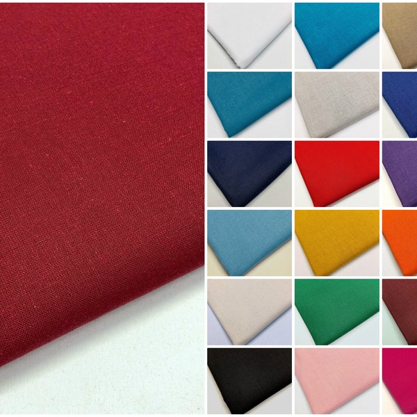 Extra Wide 100% Cotton 60" Sheeting Fabric Plain Solid Colours Crafting Backdrops Tableware Draping Clothing | 60" - 150cm Wide