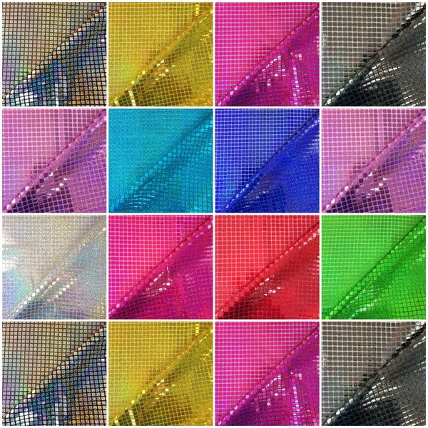 Hologram Square Sequin Dress Fabric Dancewear Costume Back Drops Black Gold Silver Red Purple Pink Royal blue Turquoise 112cm/ 44" wide