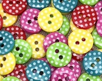 Polka Dots Button - Sewing buttons / knitting buttons ,children craft supplies