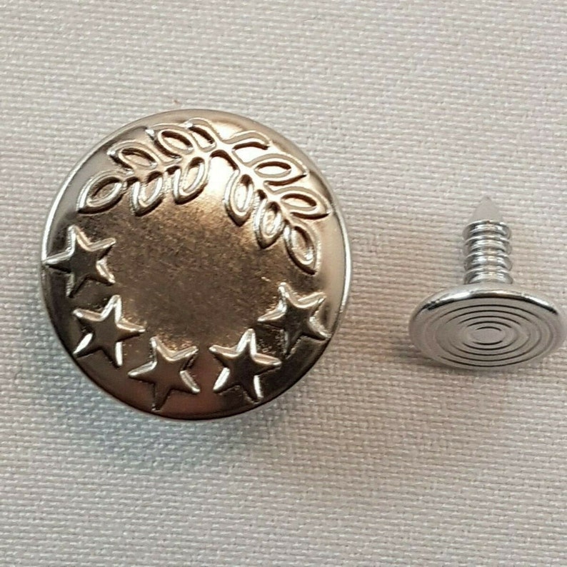 Trimming Shop 6 X Jeans Stud Buttons Silver Bronze Colour Etsy UK