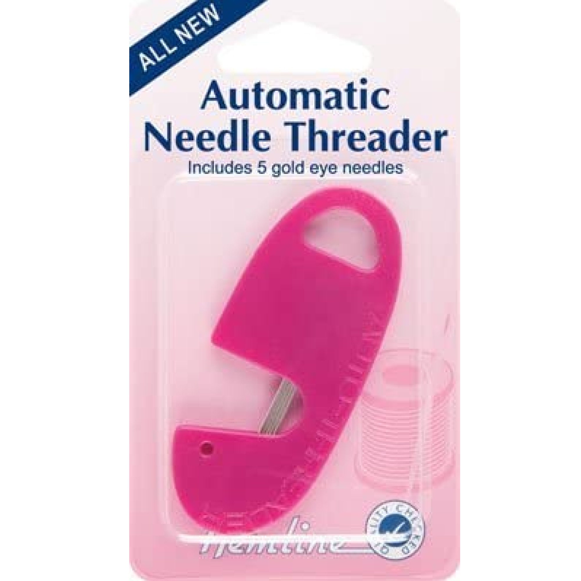 Hemline Automatic Needle Threader and 5 Gold Eye Needles for Threading,  Sewing, Replacement, and to DIY Hand Made Works Threader 