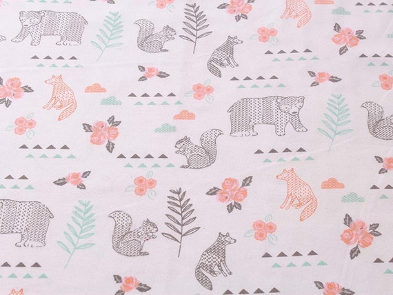 Woodland Retreat Animals Premium 100/% Premium Cotton Flannel Flannel Fabric By the yard