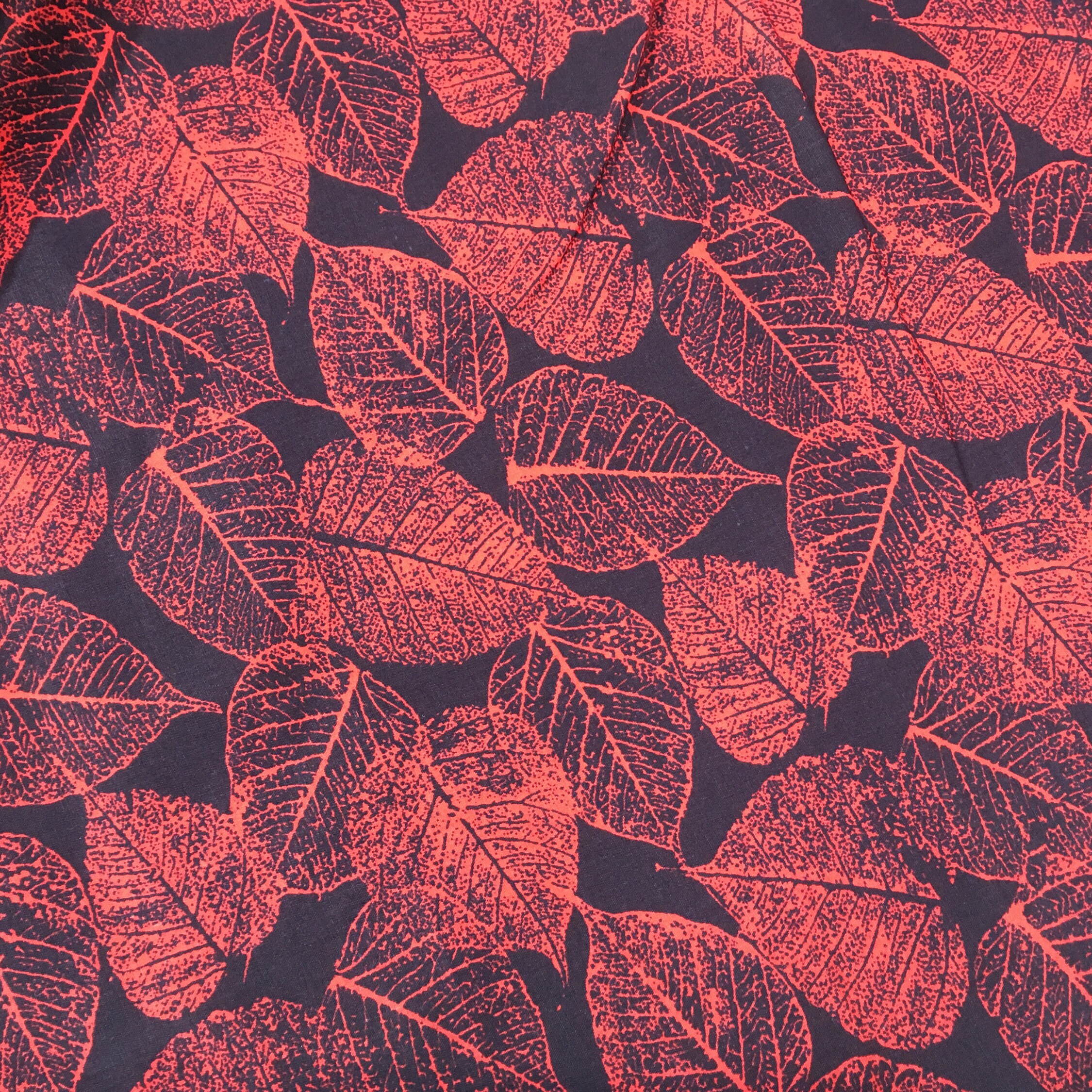 100 Cotton Soft Touch Fabric Printed Leaves Yellowgreenred Etsy