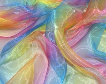 Vestido de fantasía de tela de Organza arcoíris, disfraz de fantasía para niños, Organza arcoíris multicolor de gasa