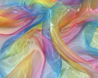 Regenbogen Organza Stoff Fantasie Kleid Kostüm Kinder Kostüm Voile Bunt Regenbogen Organza