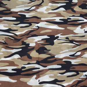 Camouflage Polycotton Poplin Fabric Material Desert Camouflage Dressmaking Shirts Clothes Crafts Camouflage Fabric Brown/Black