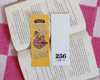 Coffee and Cliff Hangers Handmade Cardstock Bookmark, booktok, reading, double-sided, bookmark, bookstagram, book accessories, book lover